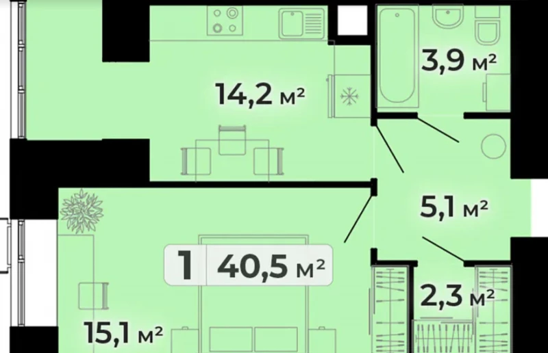 Квартира 1-кімн. продаж Тернопіль, Восточный – 15 м², Тернополь — 10/10