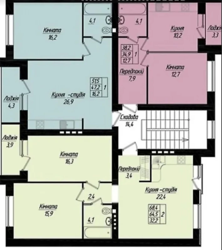 Квартира 2-кімн. продаж Тернопіль, Кутковцы – 68 м², Тернополь — 7/12